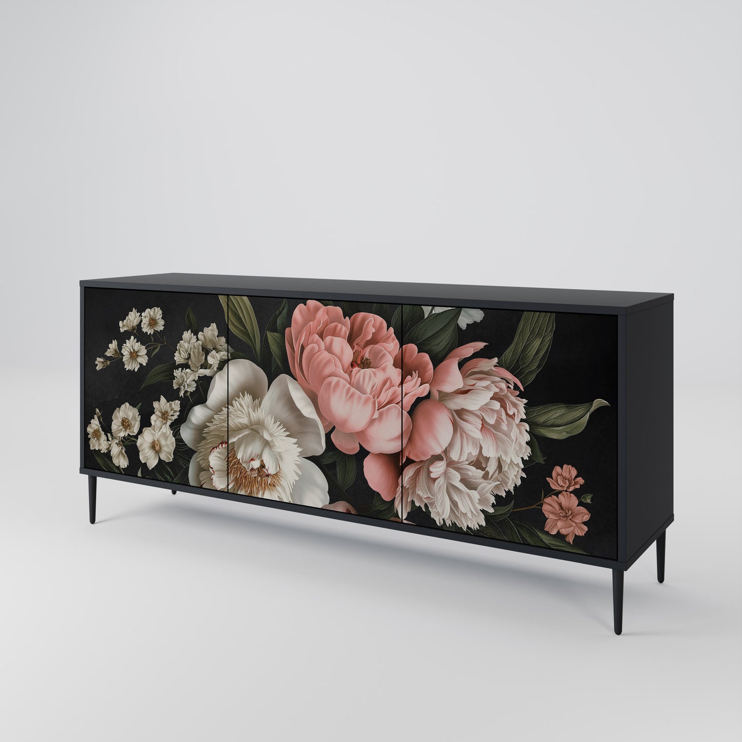LUSH ELEGANCE 3-dörrars skänk i svart finish