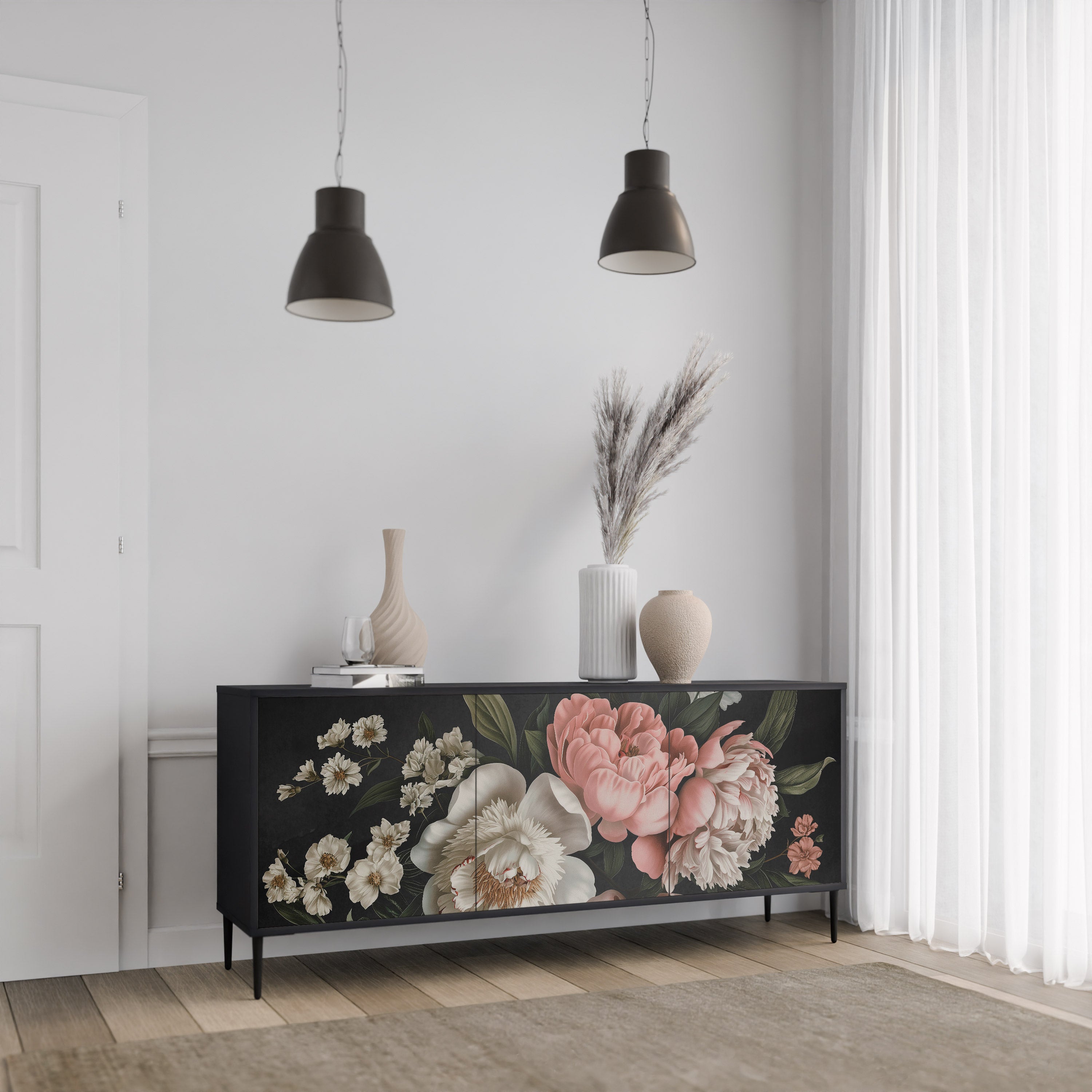 LUSH ELEGANCE 3-dörrars skänk i svart finish