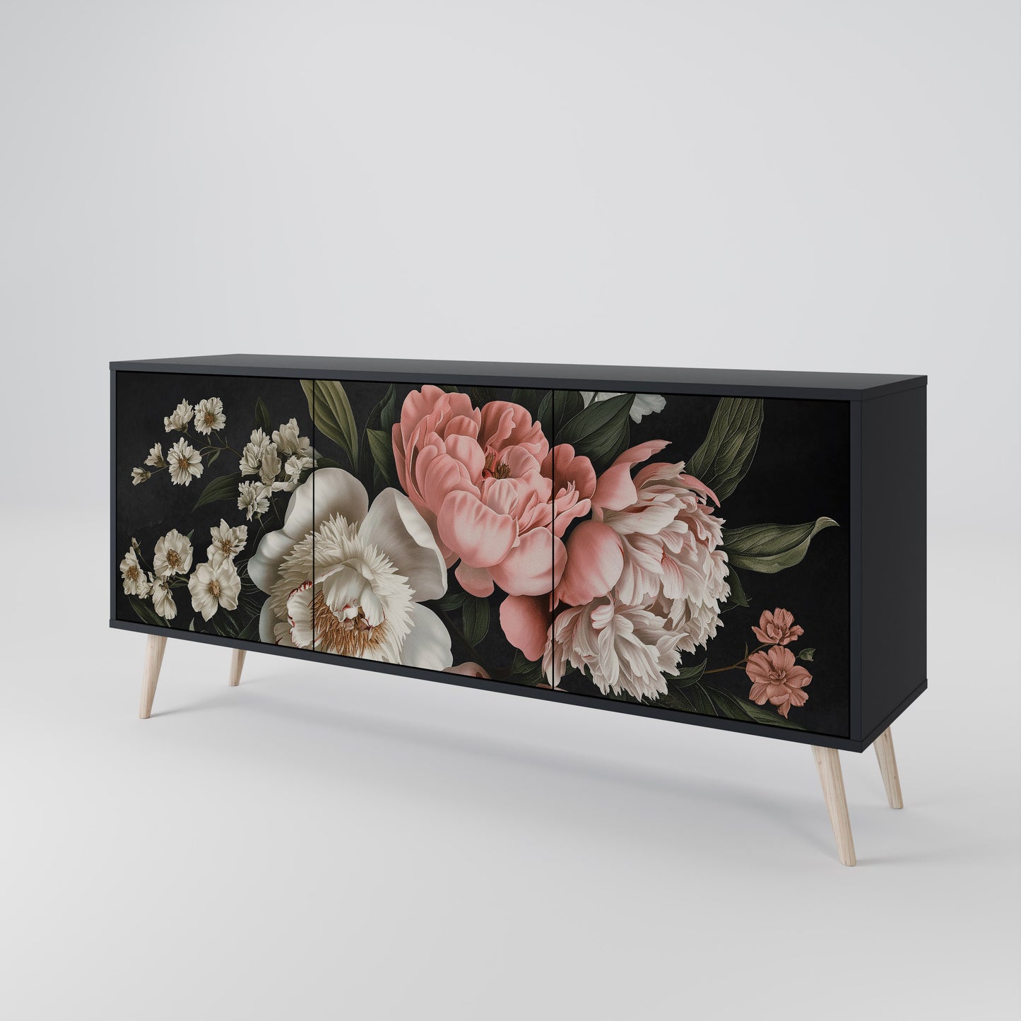 LUSH ELEGANCE 3-dörrars skänk i svart finish