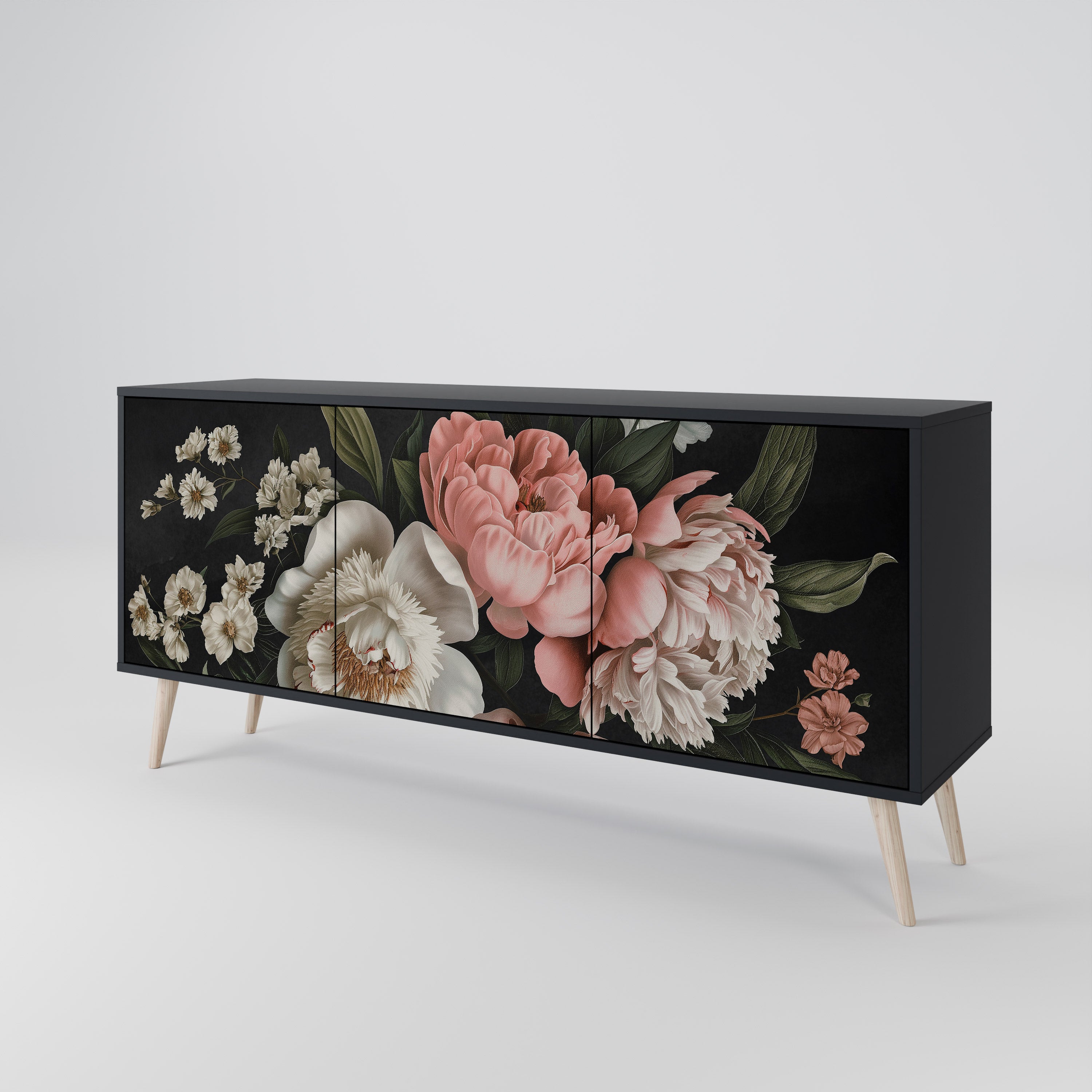 LUSH ELEGANCE 3-dörrars skänk i svart finish