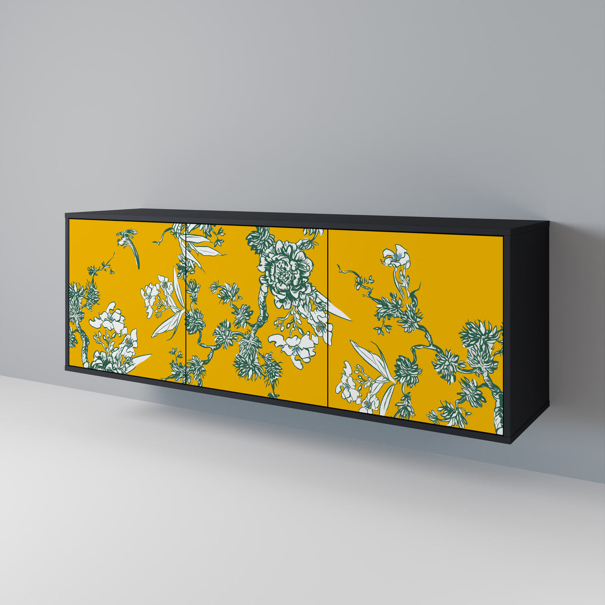 YELLOW CHINOISERIE Skänk med tre dörrar