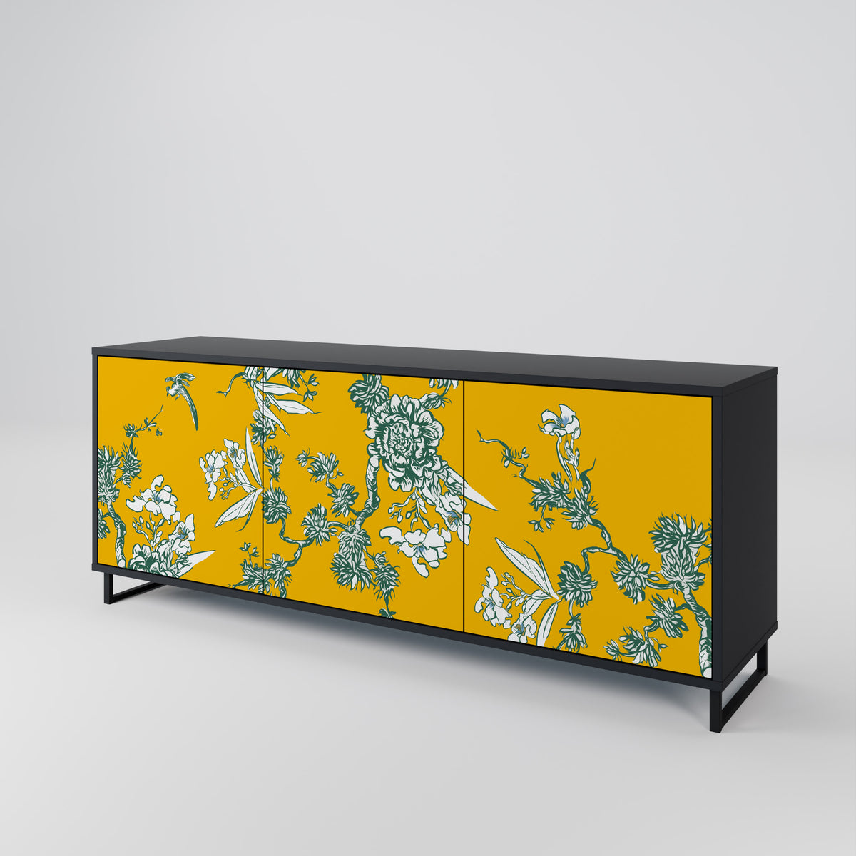 YELLOW CHINOISERIE Skänk med tre dörrar