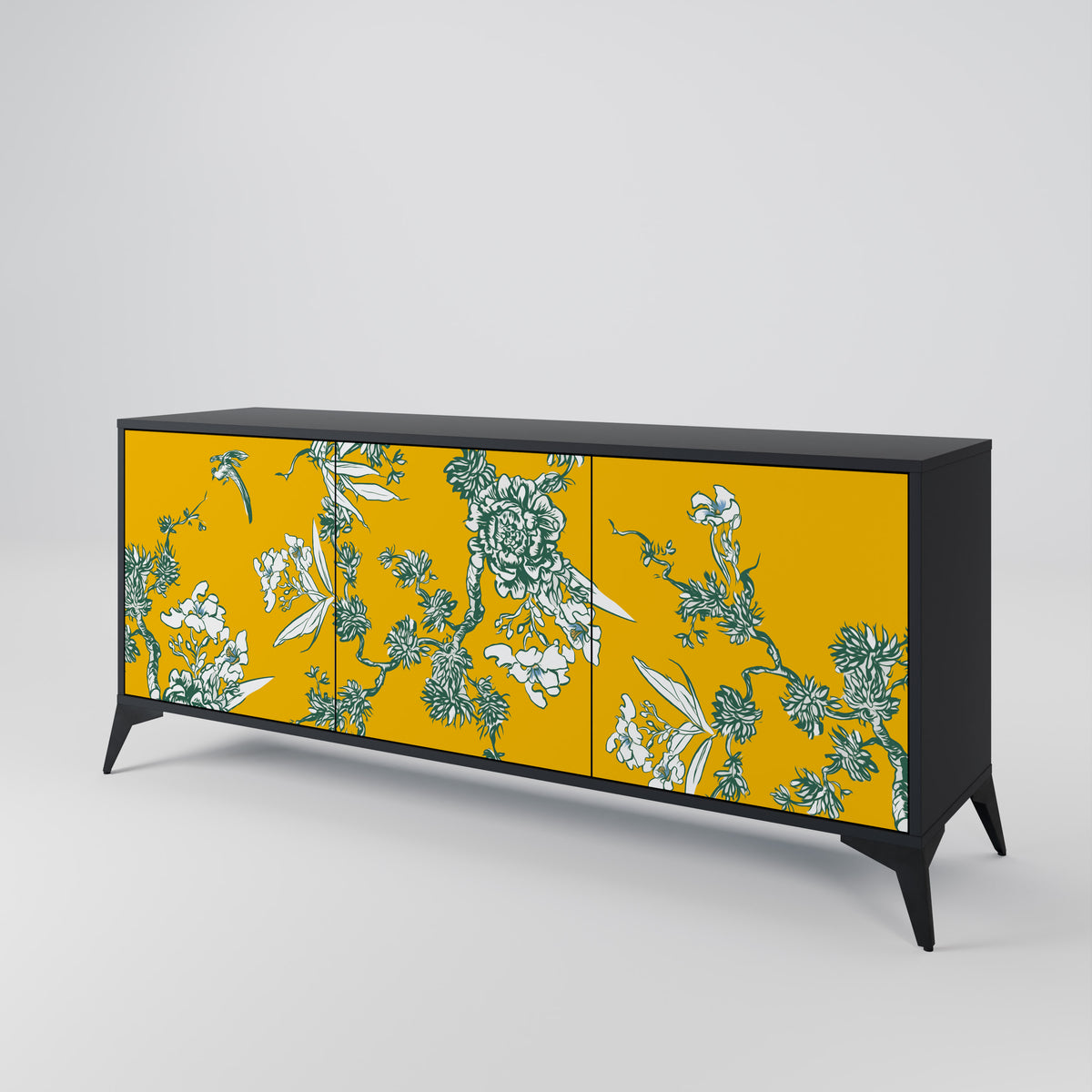 YELLOW CHINOISERIE Skänk med tre dörrar