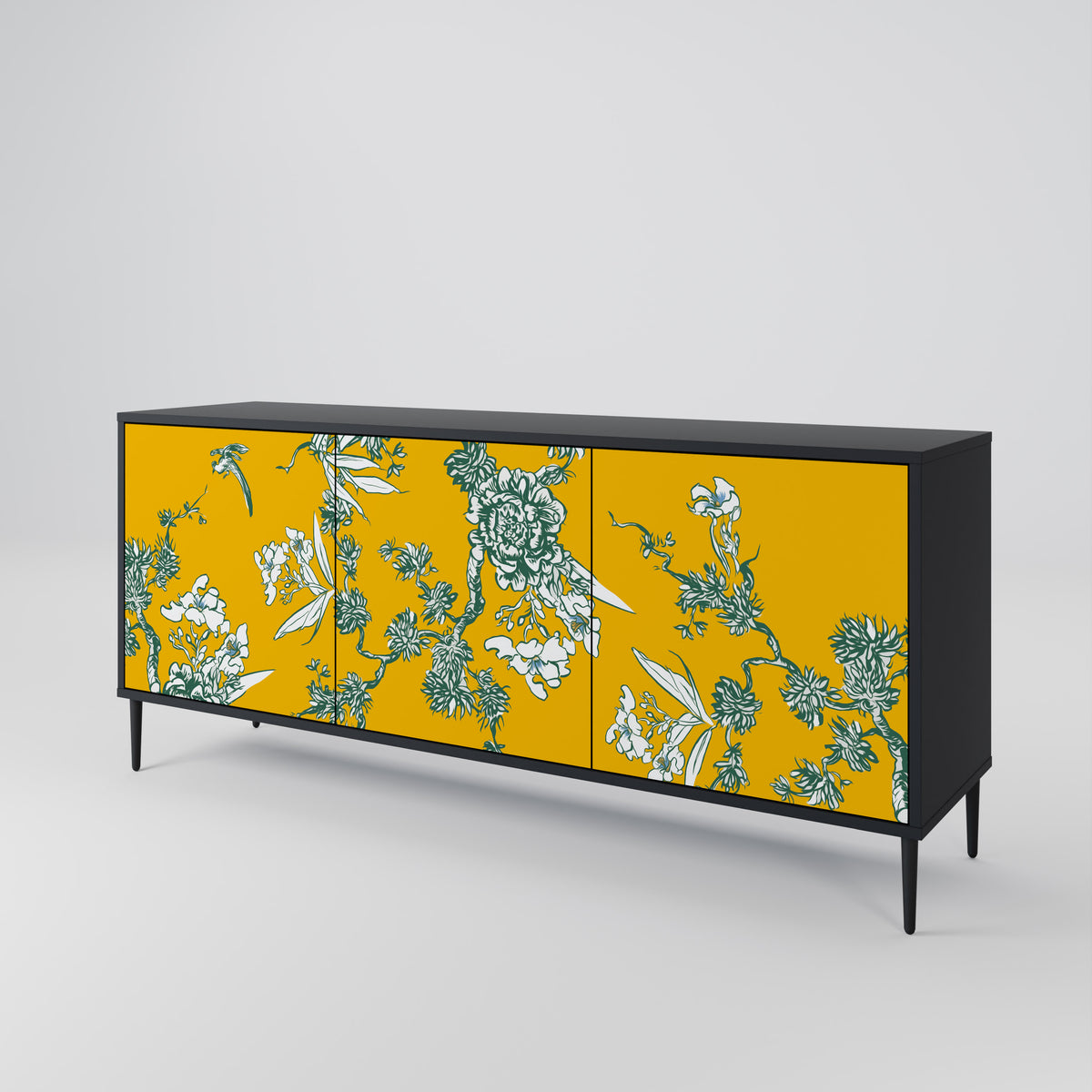 YELLOW CHINOISERIE Skänk med tre dörrar