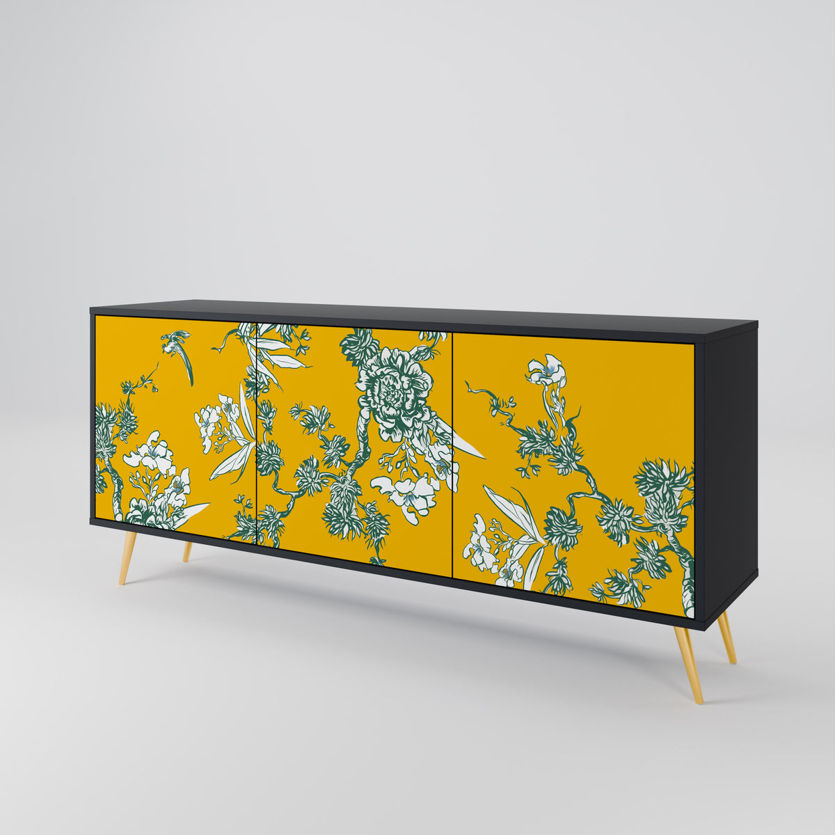 YELLOW CHINOISERIE Skänk med tre dörrar
