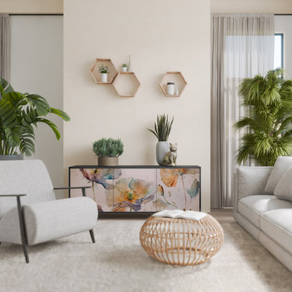 SOFTEN POPPY 3-dörrars skänk i svart finish