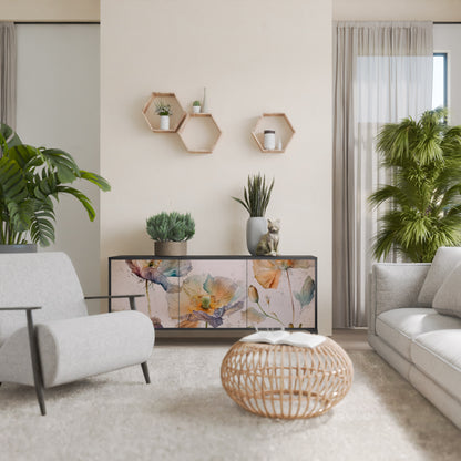 SOFTEN POPPY 3-dörrars skänk i svart finish