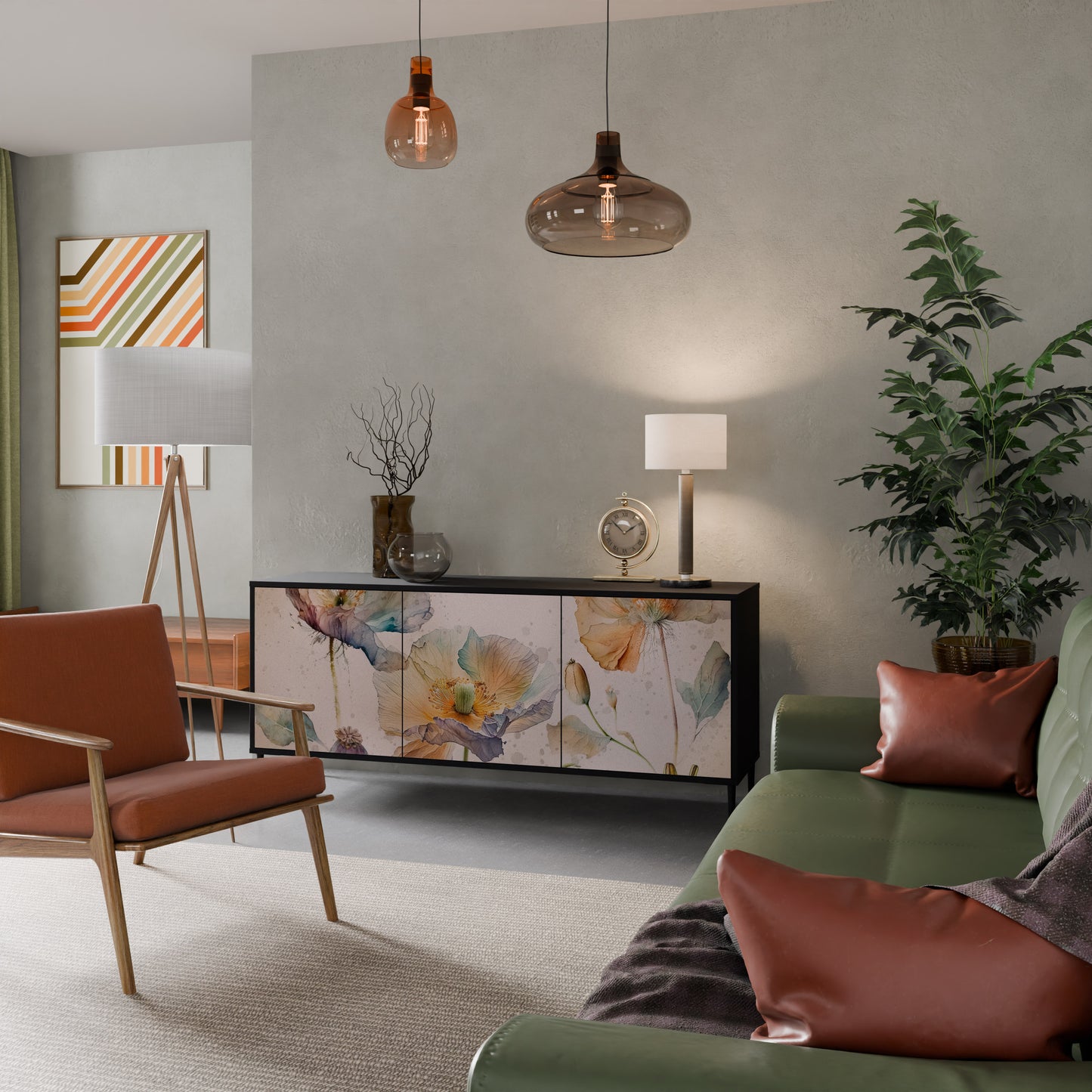 SOFTEN POPPY 3-dörrars skänk i svart finish