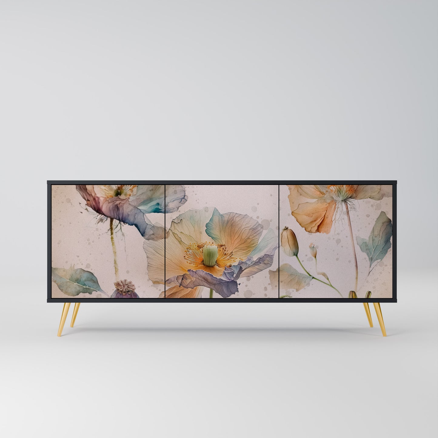 SOFTEN POPPY 3-dörrars skänk i svart finish