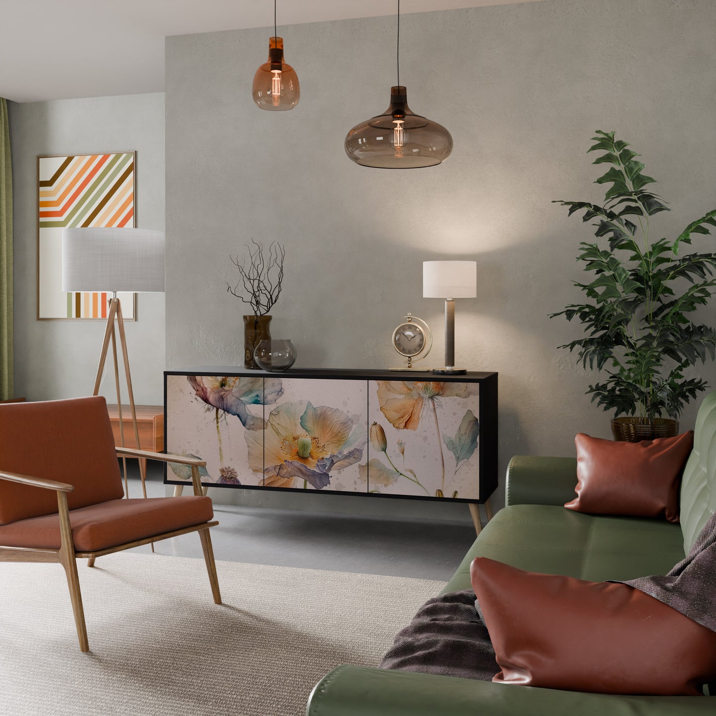 SOFTEN POPPY 3-dörrars skänk i svart finish