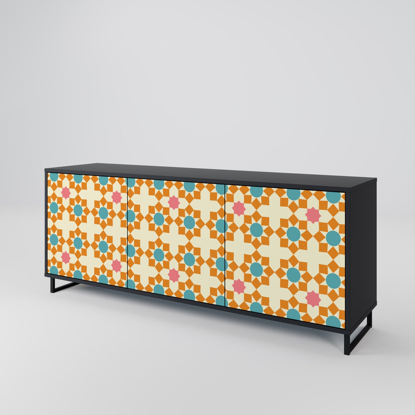 BLOMMAD DECOR 3-dörrars skänk i svart finish