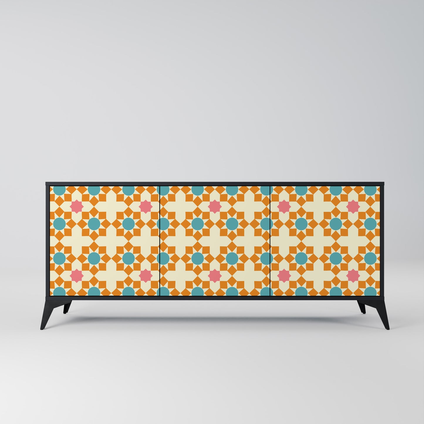 BLOMMAD DECOR 3-dörrars skänk i svart finish