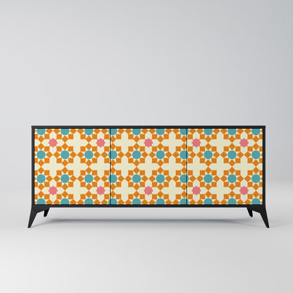 BLOMMAD DECOR 3-dörrars skänk i svart finish