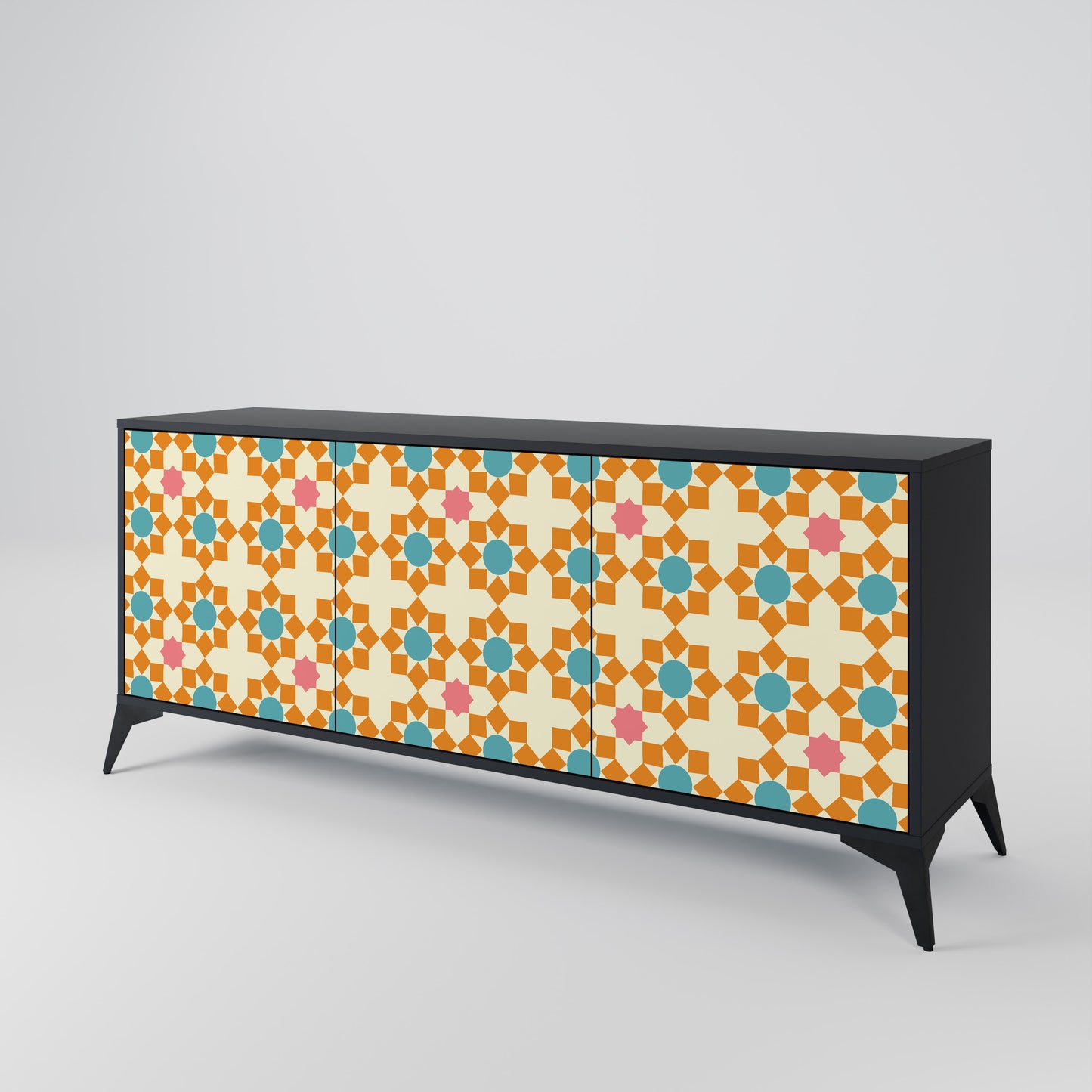 BLOMMAD DECOR 3-dörrars skänk i svart finish