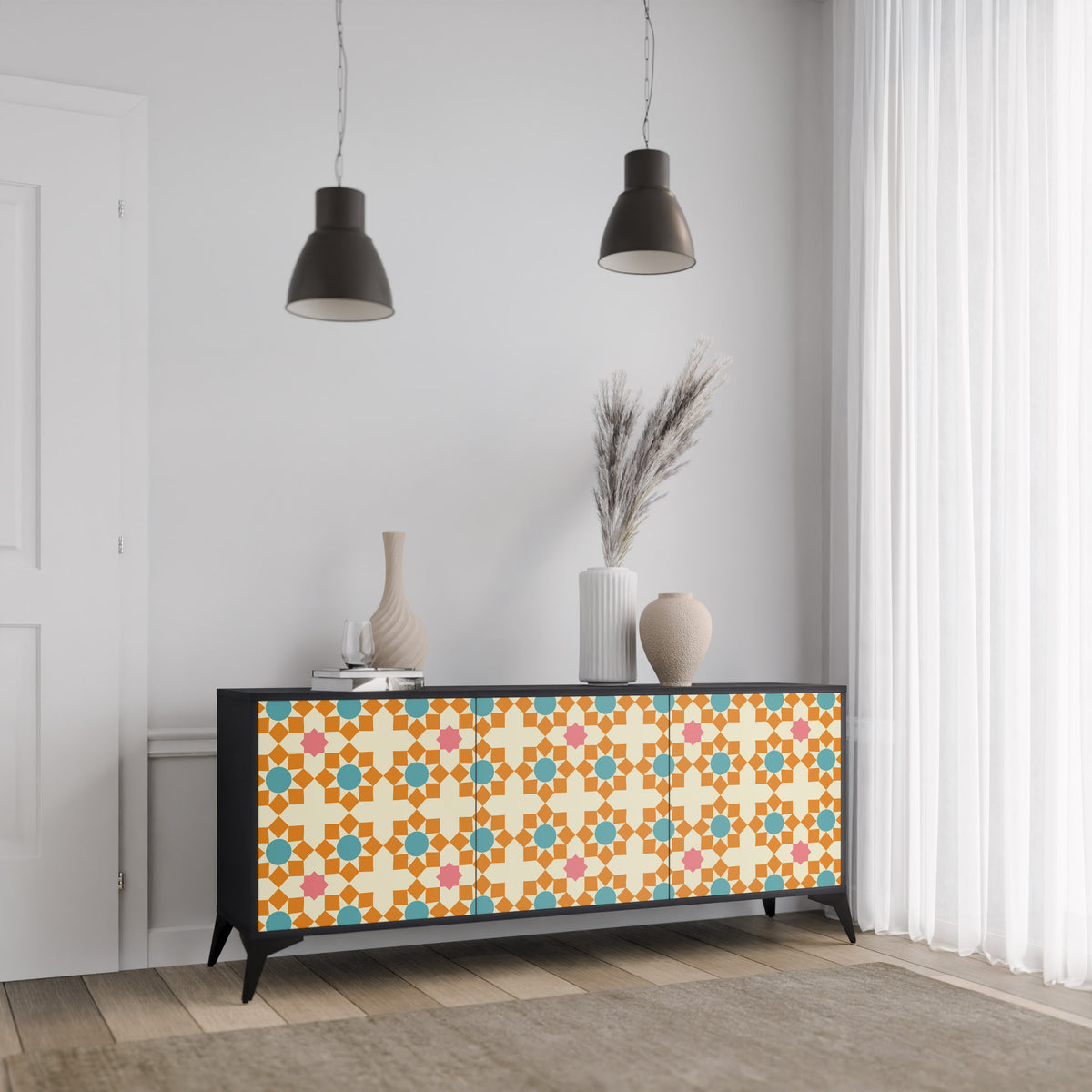 FLORAL DECOR Skänk med tre dörrar