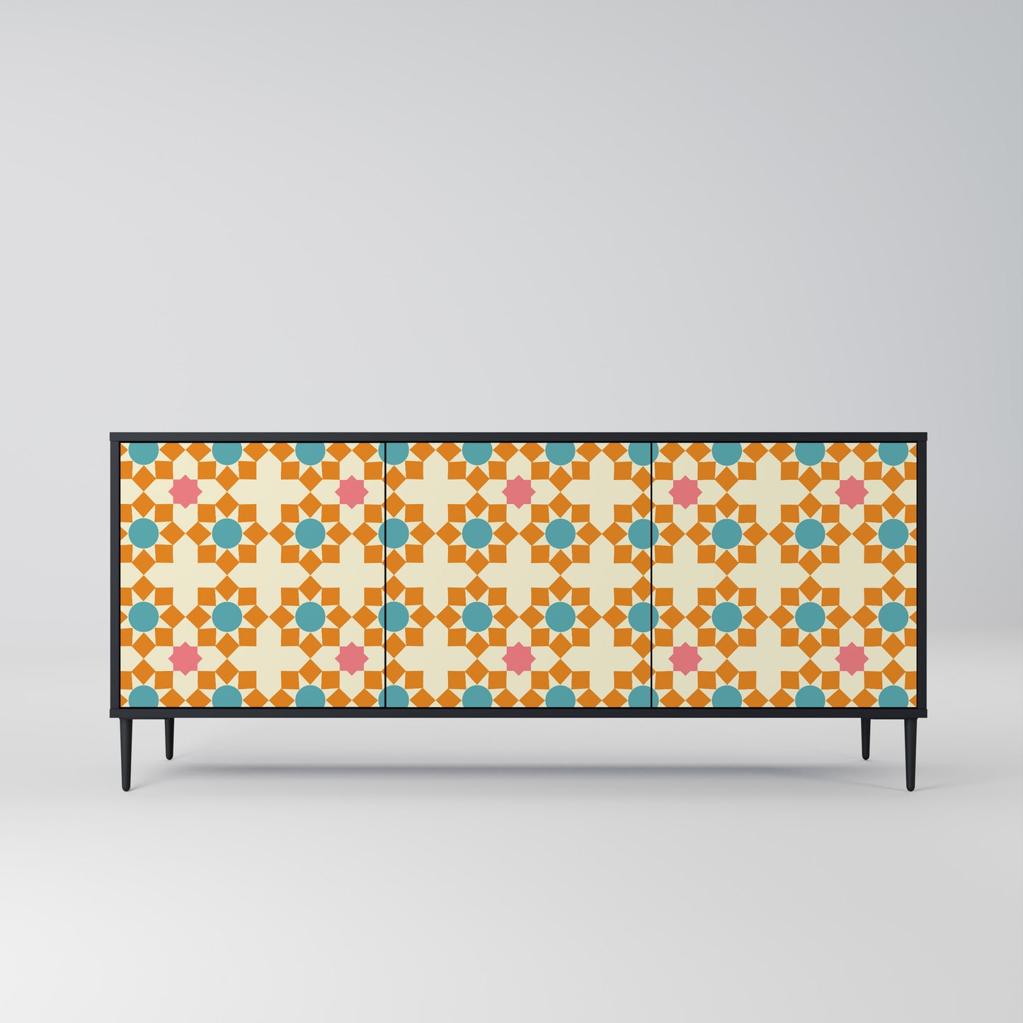 BLOMMAD DECOR 3-dörrars skänk i svart finish