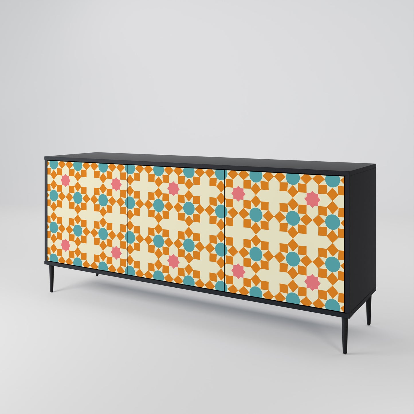 BLOMMAD DECOR 3-dörrars skänk i svart finish