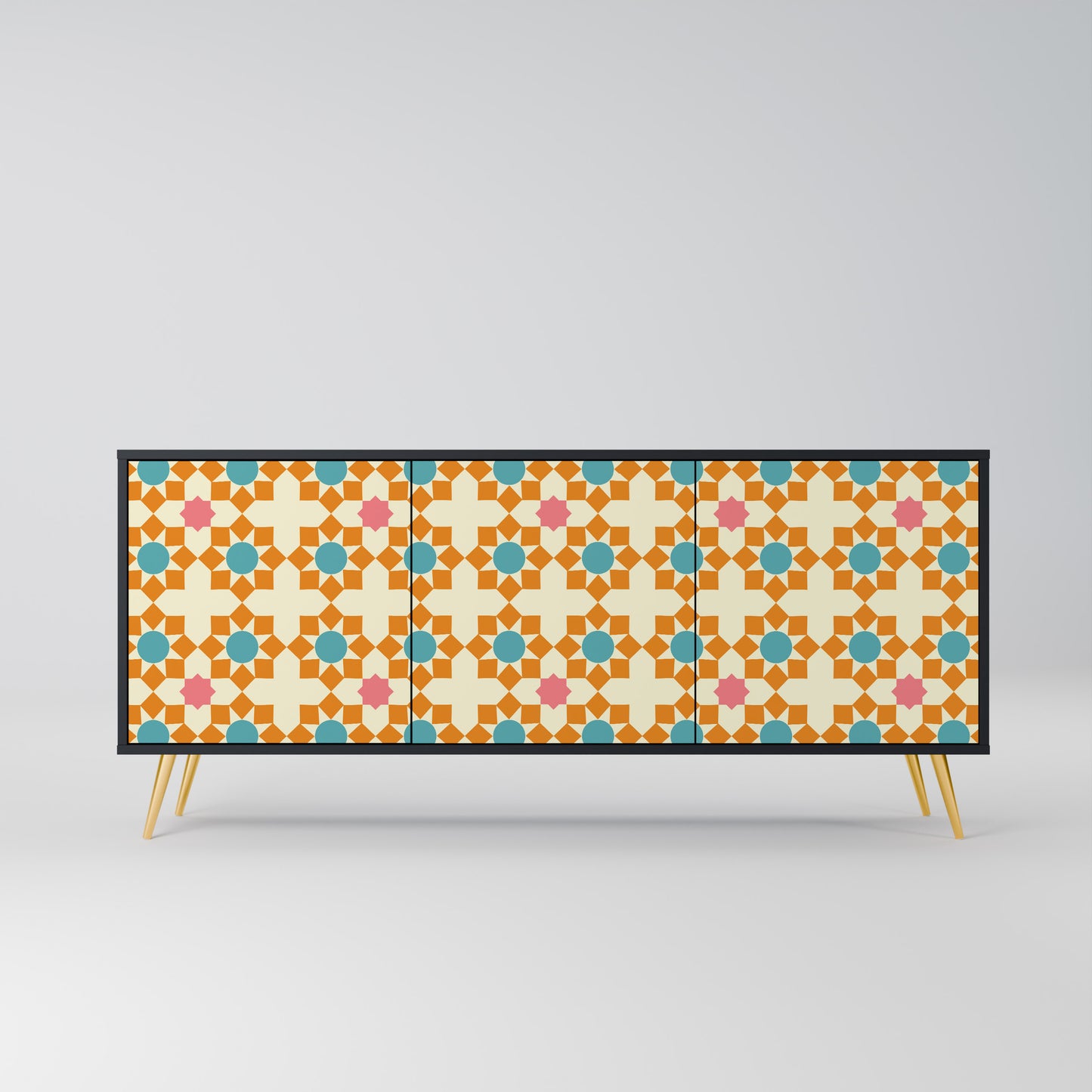 BLOMMAD DECOR 3-dörrars skänk i svart finish