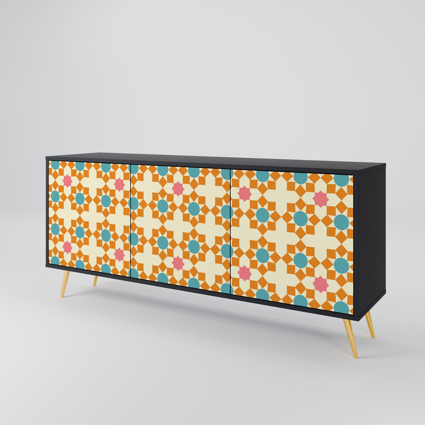 BLOMMAD DECOR 3-dörrars skänk i svart finish