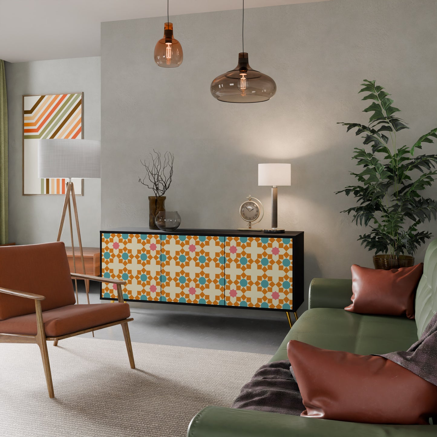 BLOMMAD DECOR 3-dörrars skänk i svart finish