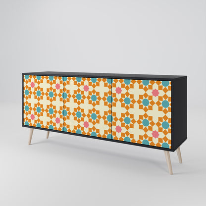 BLOMMAD DECOR 3-dörrars skänk i svart finish