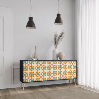 BLOMMAD DECOR 3-dörrars skänk i svart finish