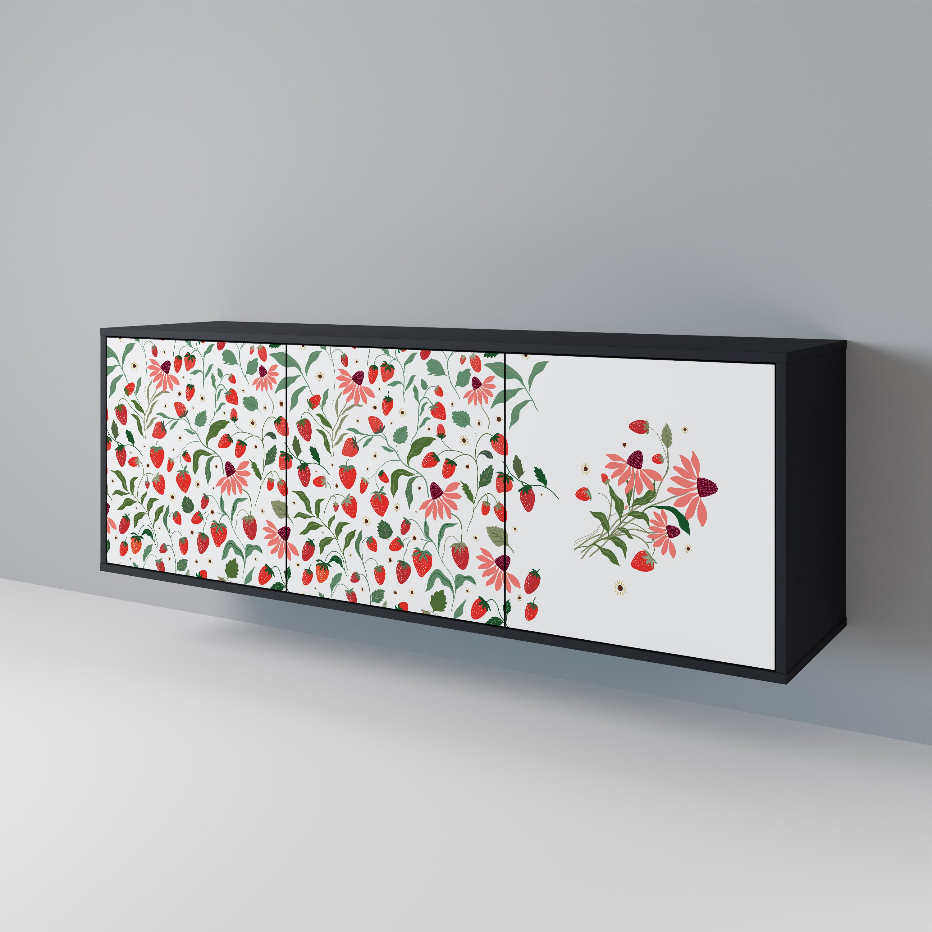 FLOWERS AND STRAWBERRIES 3-Door Sideboard