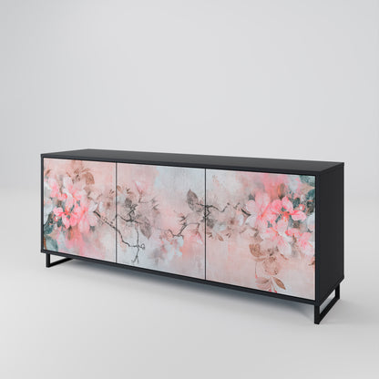 CHERRY BLOSSOM 3-dörrars skänk i svart finish