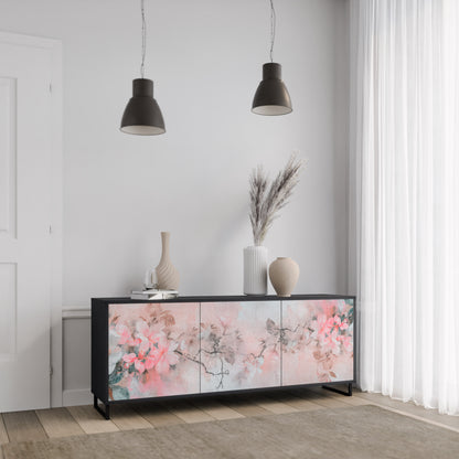 CHERRY BLOSSOM 3-dörrars skänk i svart finish