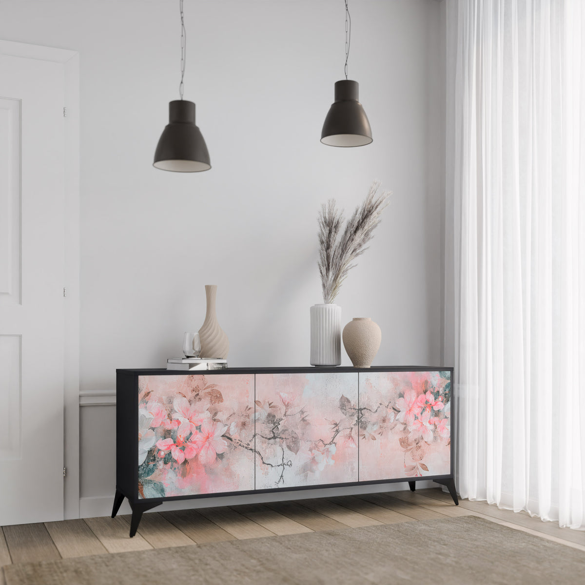 CHERRY BLOSSOM Skänk med tre dörrar