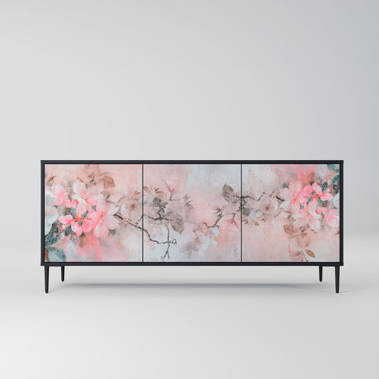 CHERRY BLOSSOM 3-dörrars skänk i svart finish