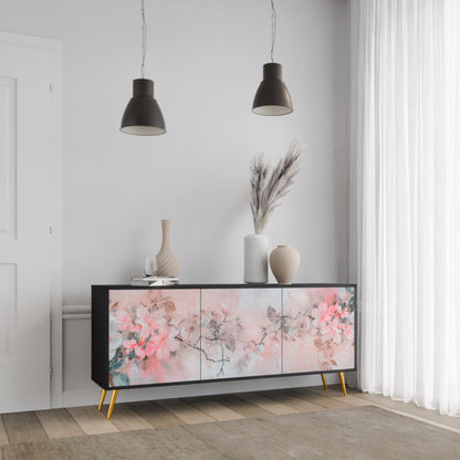 CHERRY BLOSSOM 3-dörrars skänk i svart finish