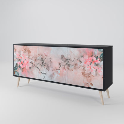 CHERRY BLOSSOM 3-dörrars skänk i svart finish