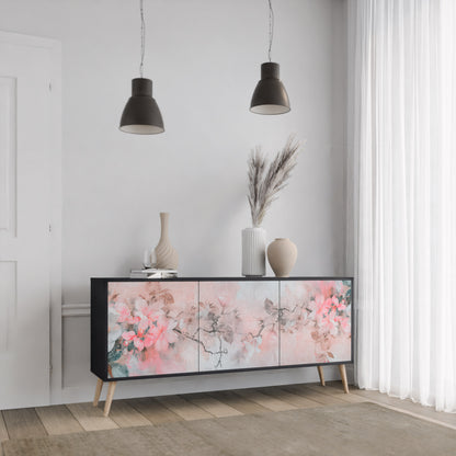 CHERRY BLOSSOM 3-dörrars skänk i svart finish