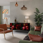 Dahlior och granatäpplen med 3 dörrar