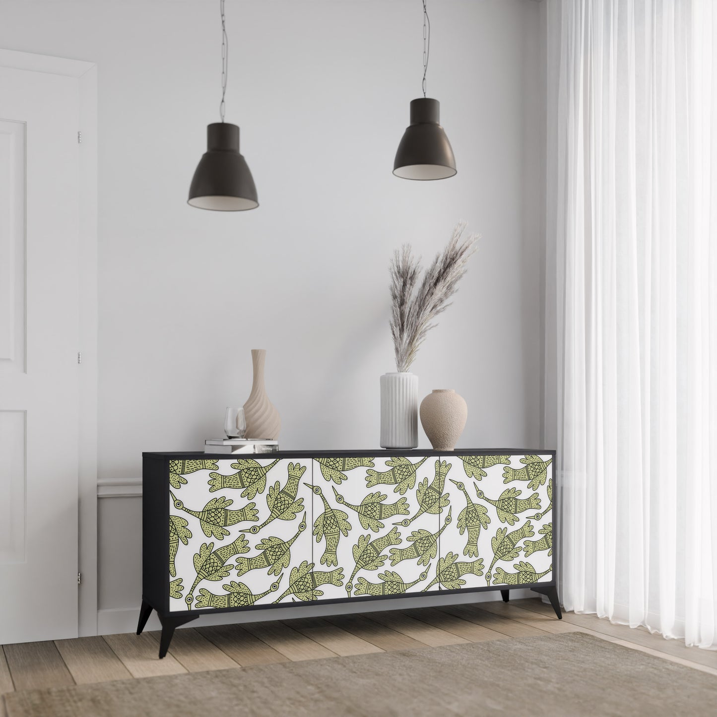 SEEDLING SONGBIRD 3-dörrars skänk i svart finish