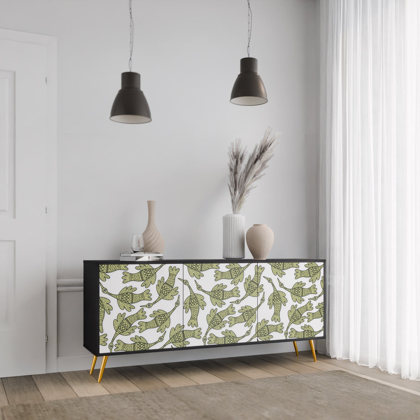 SEEDLING SONGBIRD 3-dörrars skänk i svart finish