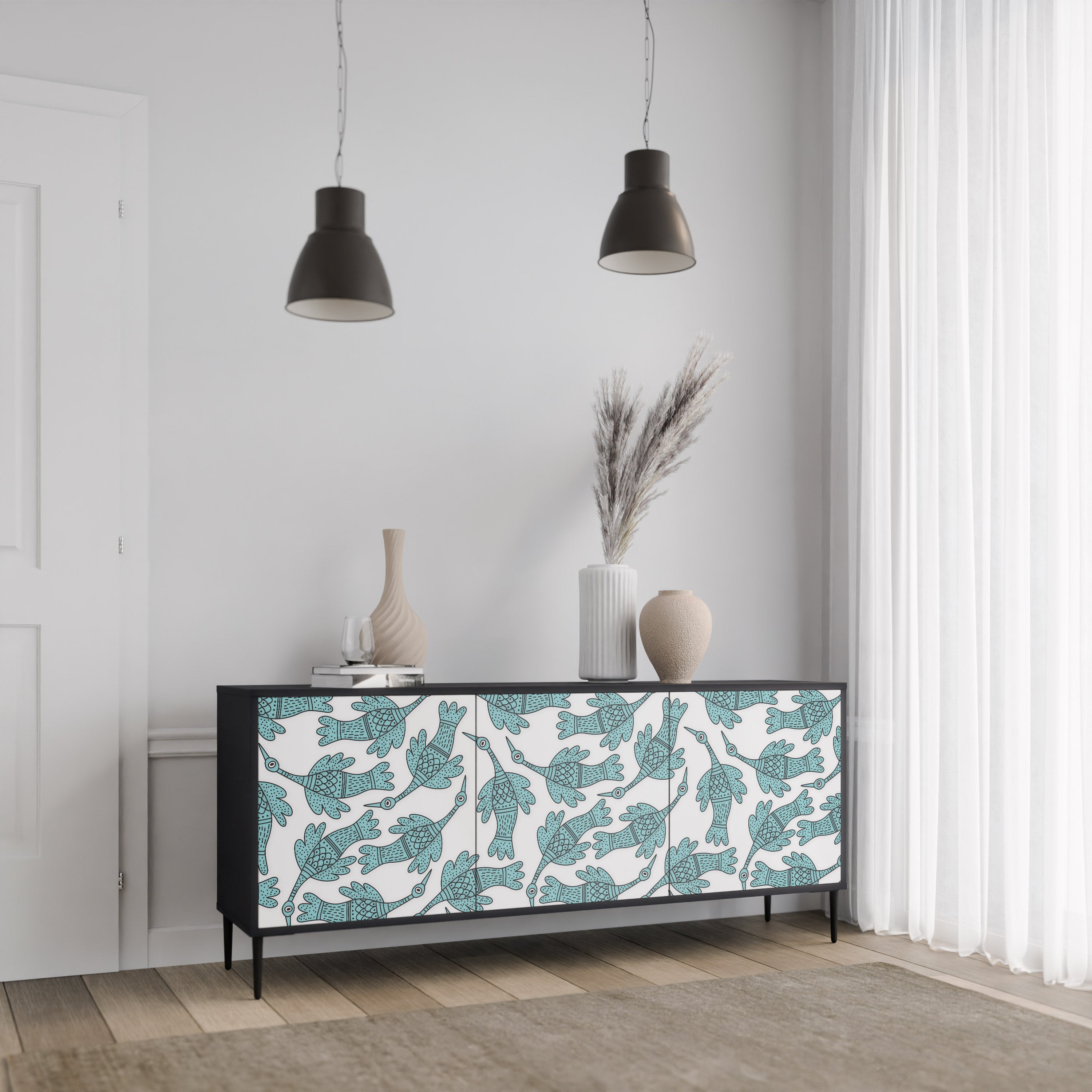 WATERSPOUT SONGIBIRD 3-dörrars skänk i svart finish