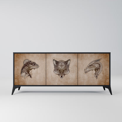 STEAMPUNK CLAN 3-dörrars skänk i svart finish