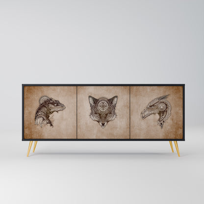 STEAMPUNK CLAN 3-dörrars skänk i svart finish