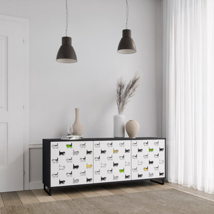 CATS COMPILATION 3-Door Sideboard in Black Finish