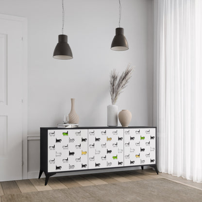 CATS COMPILATION 3-Door Sideboard in Black Finish