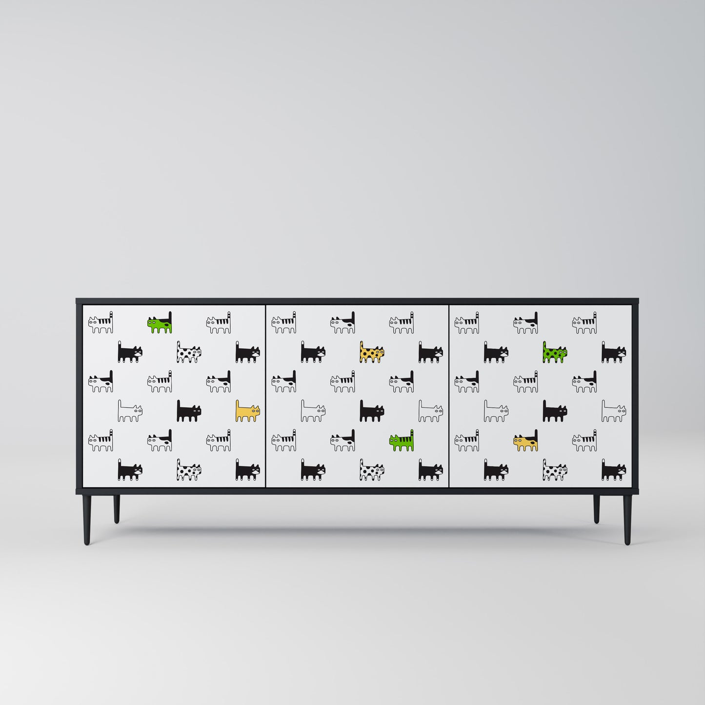 CATS COMPILATION 3-Door Sideboard in Black Finish