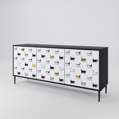 CATS COMPILATION 3-Door Sideboard in Black Finish