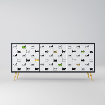 CATS COMPILATION 3-Door Sideboard in Black Finish