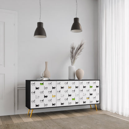 CATS COMPILATION 3-Door Sideboard in Black Finish