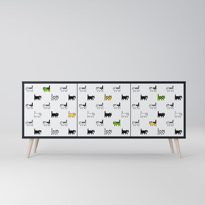CATS COMPILATION 3-Door Sideboard in Black Finish