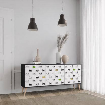 CATS COMPILATION 3-Door Sideboard in Black Finish