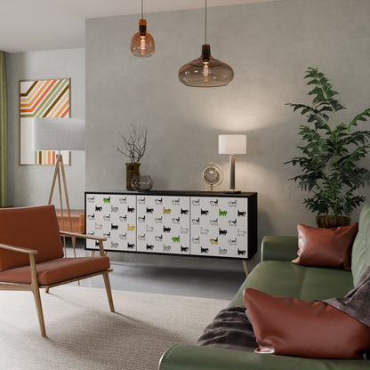 CATS COMPILATION 3-Door Sideboard in Black Finish