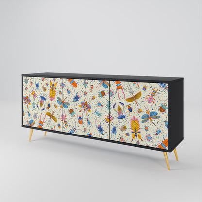 COLORFUL INSECTS Skänk med tre dörrar